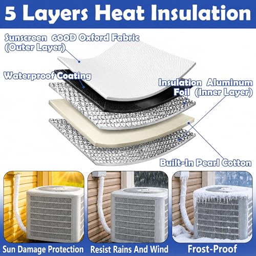 Image of 2 Pcs 5 Layers HVAC Copper Pipe Insulation Cover, AC Pipe Insulation Covers