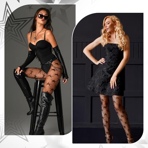 Grevosea Pattern Tights for Women, Star Tights Black Fishnet Stockings High Waist Sheer Stockings Pantyhose Fishnet Stocking for women4