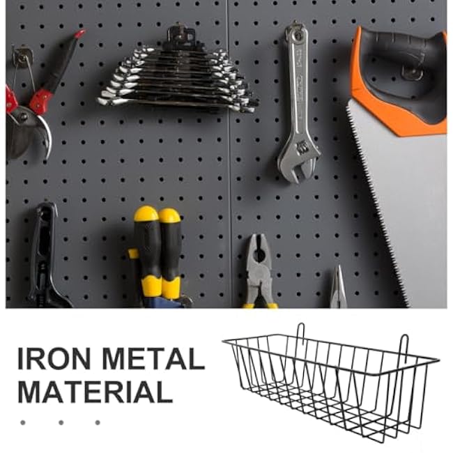 Ciieeo 2pcs Large Wire Hanging Baskets for Grid Wall Storage Versatile Metal Organizers for Kitchen Garage Bathroom Iron Construction Easy to Install