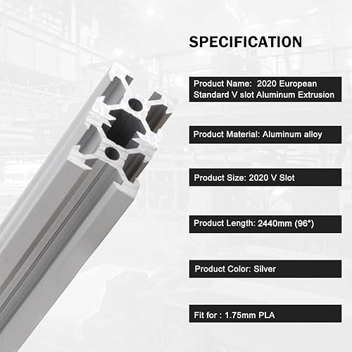 Miniatura 92 de 10 piezas de extrusión de aluminio 2020 con ranura en V, estándar europeo de 11.811 in (11.8 pulgadas) de longitud, aluminio extruido anodizado