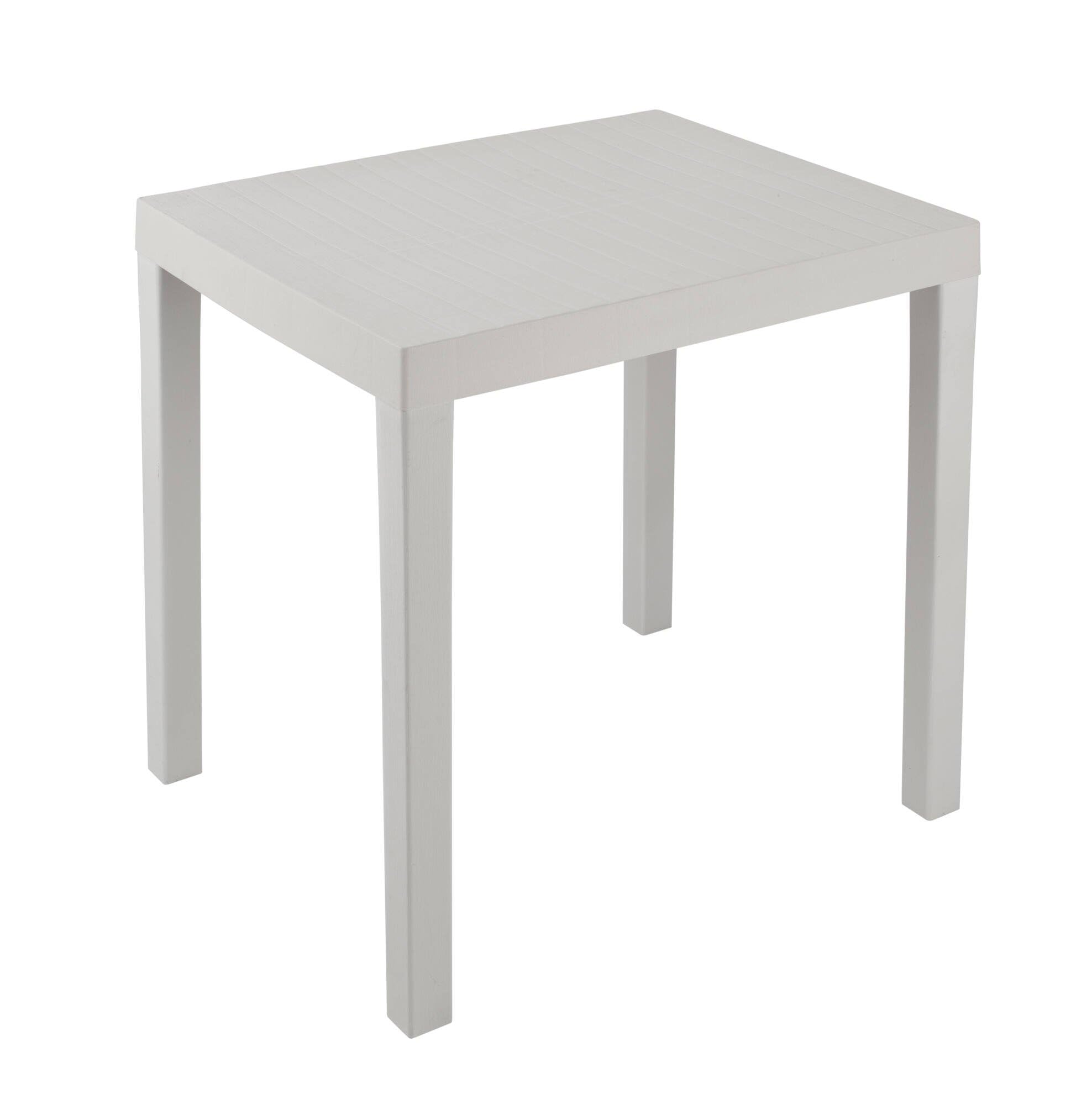 Dmora - Set salotto da esterno Ortisei, Composizione da giardino con 1 tavolo rettangolare e 2 sedie pieghevoli, Salottino indoor e outdoor da Pic Nic, 100% Made in Italy, Bianco