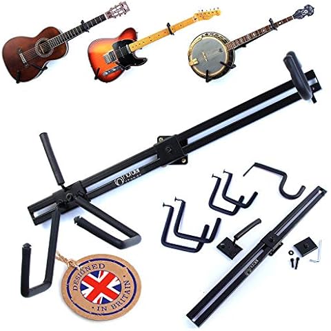 The Original Nordell Premium Horizontal Guitar Wall Hanger/Bracket Stand to mount Electric, Acoustic & Bass Guitar Cover