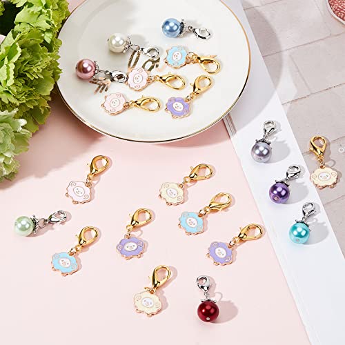 SUNNYCLUE 1 Box 24Pcs 2 Styles Stitch Marker Charms Crochet Stitch Marker Glass Pearl Sheep Clip on Charms Bulk Stitch Markers for Knitting Weaving Sewing Accessories Women Adults DIY Crafts Supplies - Image 4