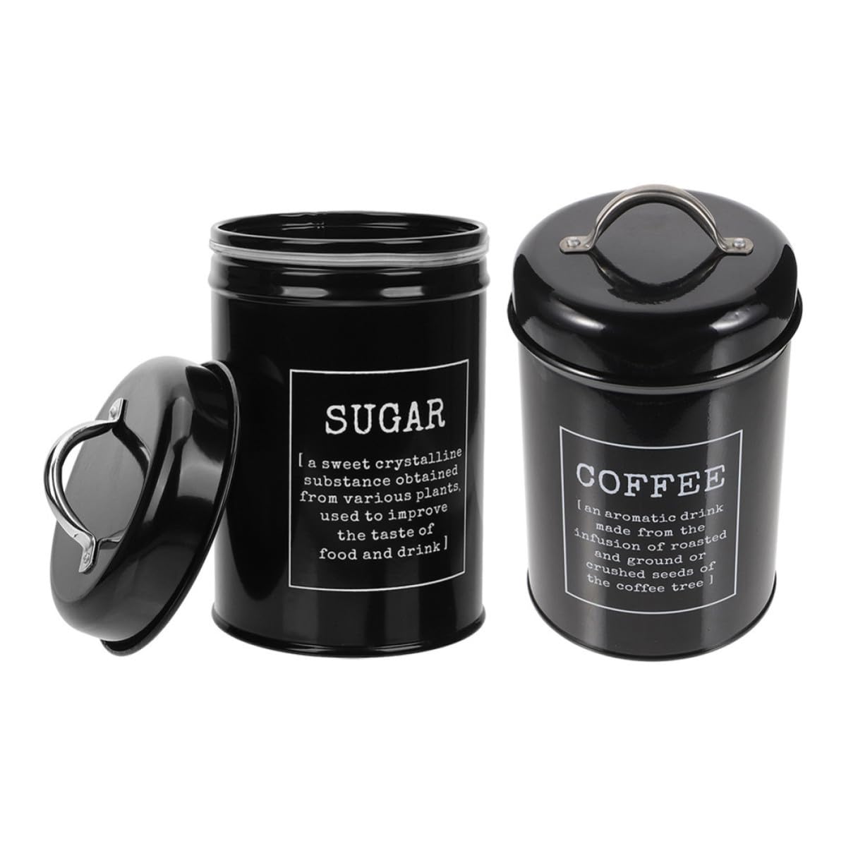 TOYANDONA 2 Piezas Lata de Café Hermética de Hierro Negro 1200ml, Retro