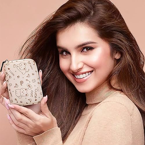 Credit Card Holder Small for Women, Women's PU Leather Wallet RFID Blocking Ladies Blocked Accordion Wallets with Stainless Compact Ladies Purse Accordion Card Case Card Organizer with Coin Pocket,Cat3