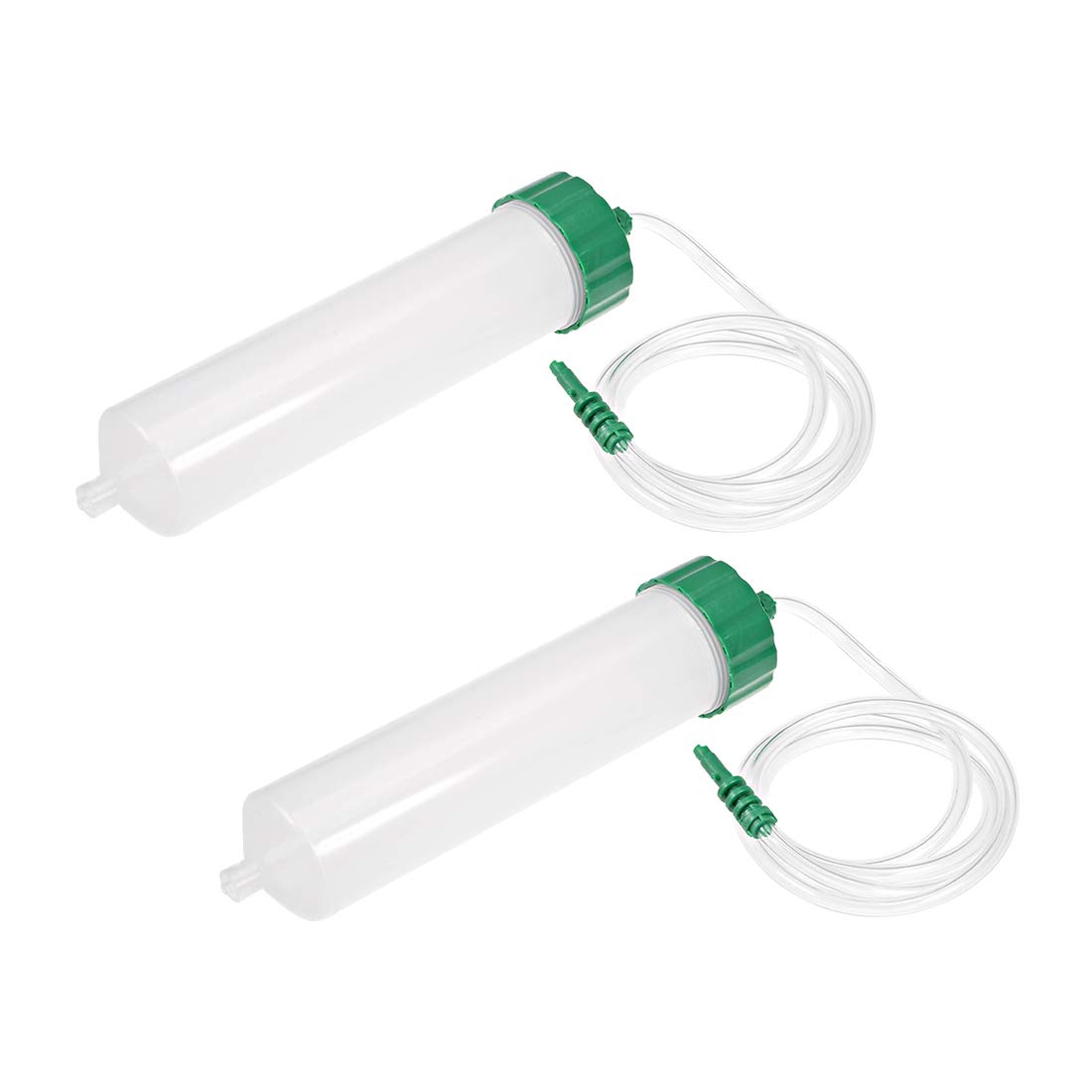 uxcell Air Tubing Glue Dispenser Syringes 200cc Clear w Adapter for Industrial, 2 Pcs (Plastic Cover)