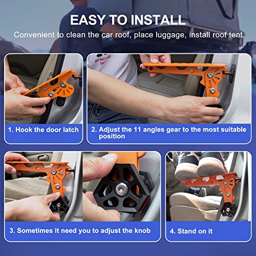 Ristow Upgraded Car Door Step Adjustable Extended Roof Rack Stand Pedal Foldable Ladder Max Load 400 Lbs With Storage Bag And Cleaning Cloth Universal Fit For Most Car, Suv, Truck #TOP3