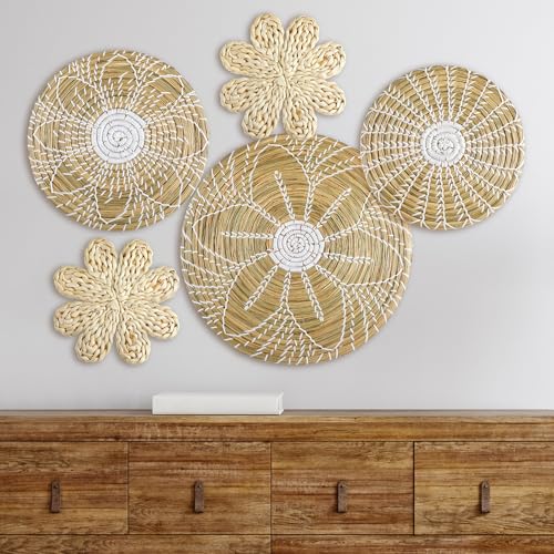 Tatuo Set of 5 Boho Wall Basket Decor Extra Large Hanging Woven Wall Basket 20