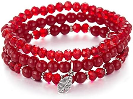 FULU AUTUMN Boho Beaded Bracelet Multi-Layer Crystal Stone Beaded Bracelets for Women Stretch Bracelets Fashion Jewellery Birthday Gifts for Her