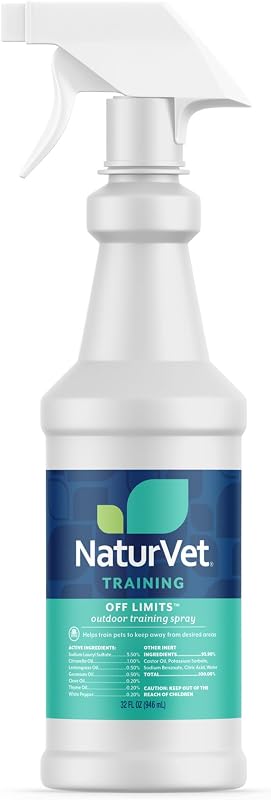 NaturVet Off Limits Spray de entrenamiento para mascotas para perros y gatos – Disuade a las mascotas de áreas al aire libre – Incluye extractos de hierbas – Aerosoles que no manchan para entrenar mascotas – 32 onzas líquidas Onz.