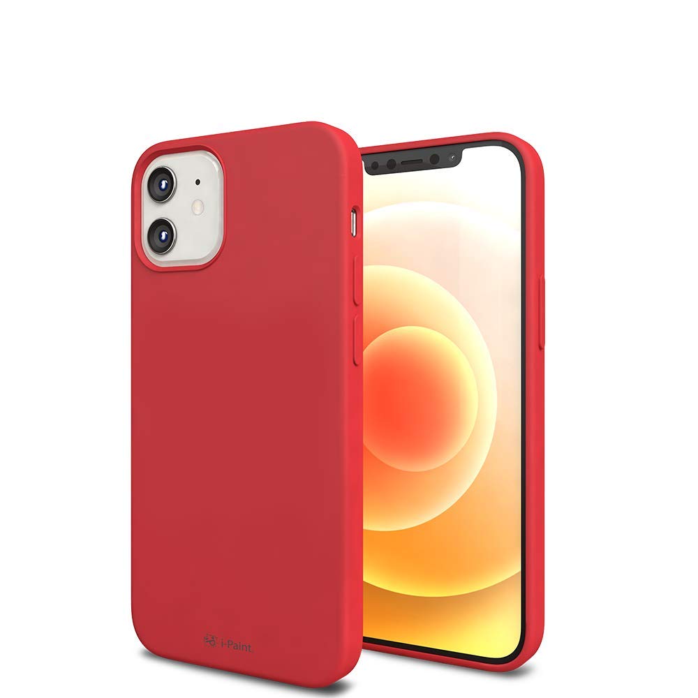 i-Paint Protective Case for iPhone 12 Mini 5.4" Red Silicone with Microfiber Inside - Solid Case Red
