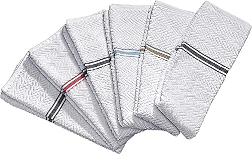 Fashion Flavor - Kitchen Terry Towel Set Of 6 Large Size 16"X28". Highly Absorbent, Soft Yet Sturdy, Machine Washable And With A Convenient Hanging Loop #TOP21