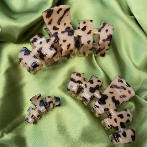 Teleties - Medium Hair Clip - Strong Grip, Bendable Teeth, Comfortable Curved Design - Ideal For Medium-Thick Hair - For All Hair Textures - Blonde Tortoise #TOP6