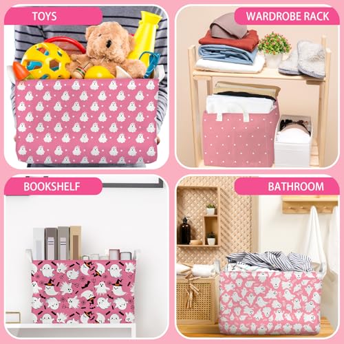 Image of Chunful 4 Pcs Pink Ghost Halloween Boo Baskets, Cute Spooky Storage