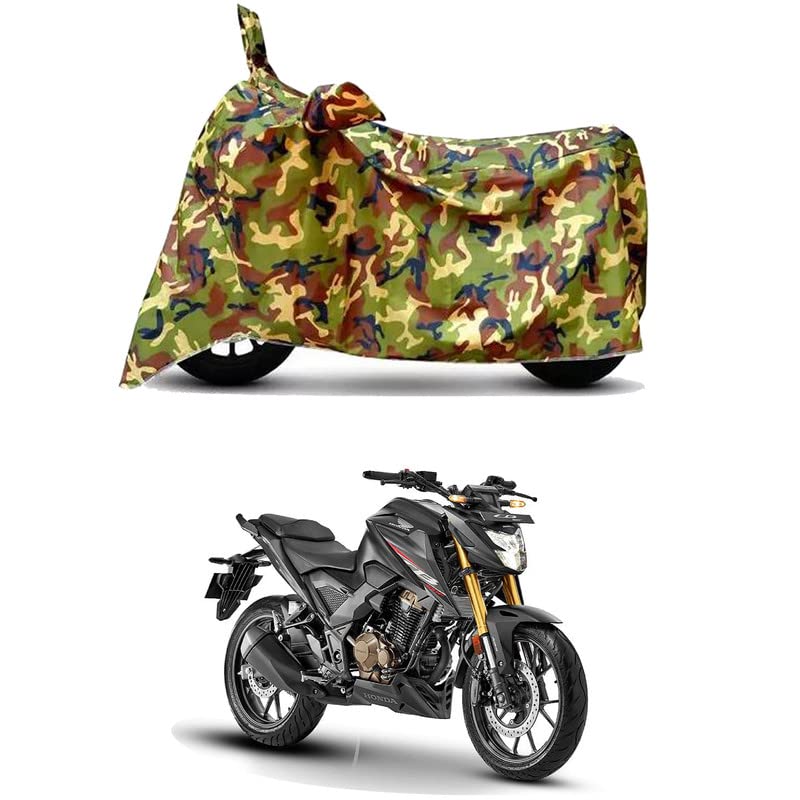Image of Waterproof 100% PVC Coated Bike Scooty Two Wheeler Body Cover Compatible for Honda CB300F Deluxe Pro /UV-Rays /Heat Protection /Birds Dropping /Scratchproof /Dust Proof /All [6X6 Jungle Print]