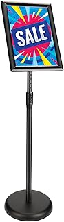 Adjustable Sign Holder Heavy Duty 11x17 Inch Floor Sign Stand, Floor Sign Stand, Both Vertical and Horizontal View Displayed, 1 Pack, Black.