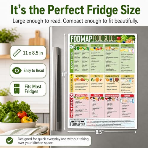 Image of Lone Star Art Magnetic Low FODMAP Chart for IBS - FODMAP Diet Food List, Safe & Trigger Foods to Eat & Avoid - 8.5x11 Waterproof Kitchen Fridge Magnet & IBS Diet Chart