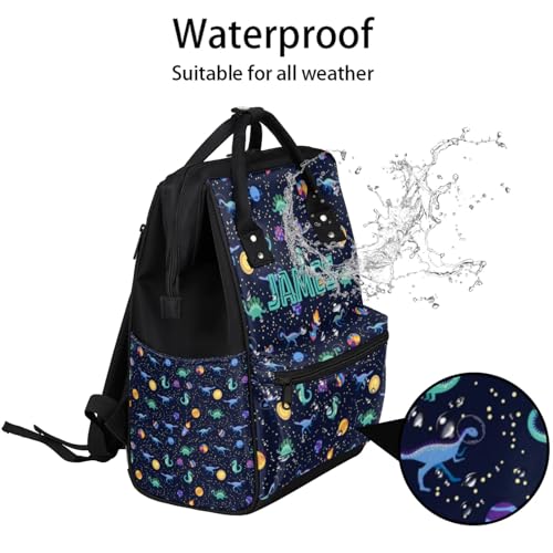 Image of Dinosaur-Diaper-Backpack for Baby Boys Waterproof Nappy Backpack for Mom Dad Dark Blue Baby Boys Diaper-Bag to Print Name