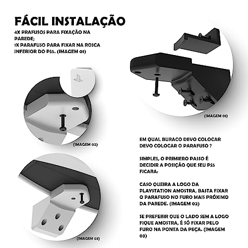 Suporte Stand De Parede Compatível Com Playstation 5 Ps5 - Universal - Branco