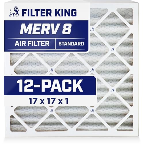 Filter King 17x17x1 Air Filter | 12-PACK | MERV 8 HVAC Pleated A/C Furnace Filters | MADE IN USA | Actual Size: 17 x 17 x .75"
