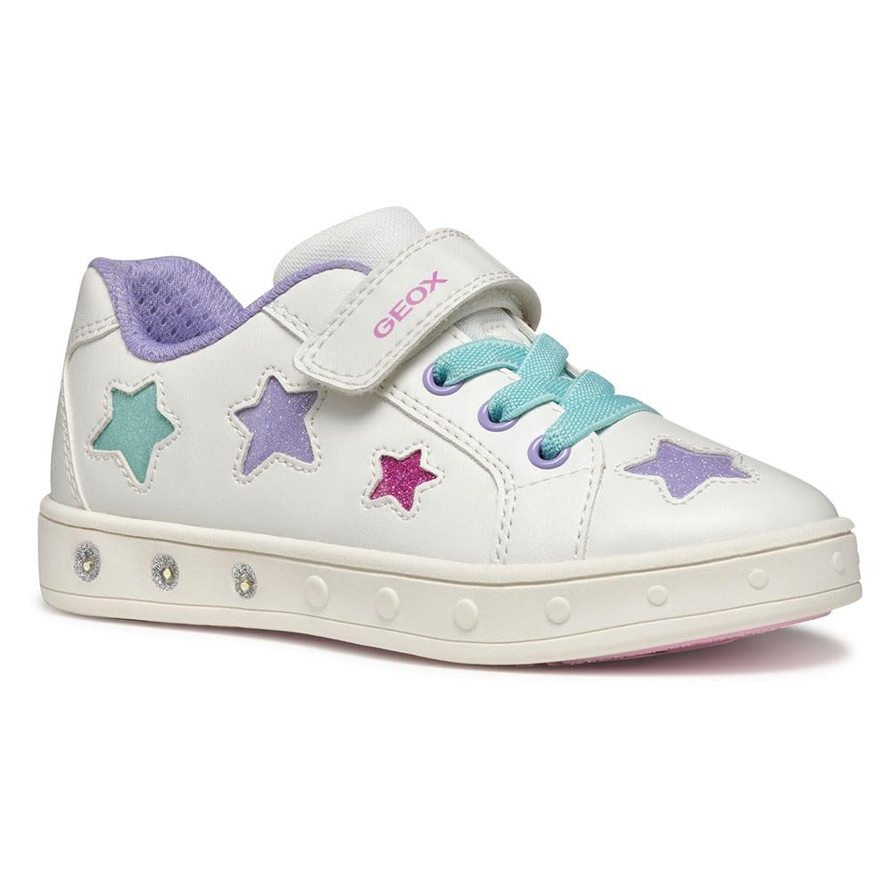 Geox J Skylin Girl B, Girls’ Sneaker, White/Multicolor,