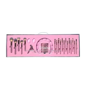 professional makeup brush set, 23 makeup brushes, diamond handle, powder brush, foundation make-up brush contour brush, eye shadow eyebrow brush makeup sponge ball pink