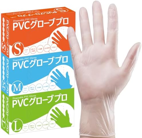 （06:00時点） [SANYU] 使い捨て手袋 プラスチック手袋 プラスチックグローブ PVCグローブ 粉なし 作業 介護 掃除 100/300/500/1000/2000枚入 (1箱（100枚×1）, L)
