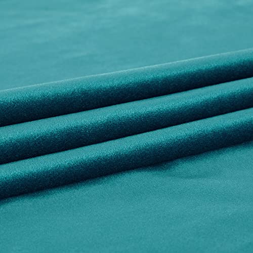 Image of PRIMROSE Teal Velvet Curtains 84 inch Long for Living Room,Set of 2 Panels Blackout Rod Pocket Back Tab Window Treatment Room Darkening Heavy Decorative Curtains Drapes for Bedroom