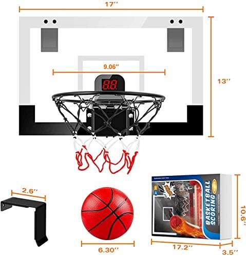Kids Portable Mini Basketball Hoop - Indoor Wall Mounted Shooting Ball Game Indoor Outdoor Sport Set Toys with Electronic Score Record with 2 Balls for Boys Girls