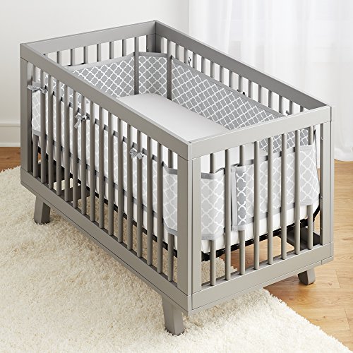 Image of BreathableBaby Breathable Mesh Liner for Full-Size Cribs, Classic 3mm Mesh, Gray Clover (Size 4FS Covers 3 or 4 Sides)