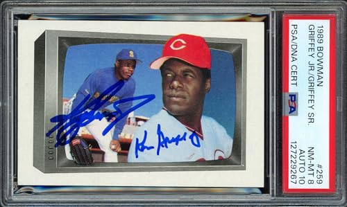 Autographed 1989 Bowman Griffey rookie card with signatures