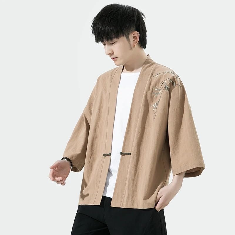 Summer Men Cardigan Japanese Kimono Men Embroried Kimono Shirt Casual Coat