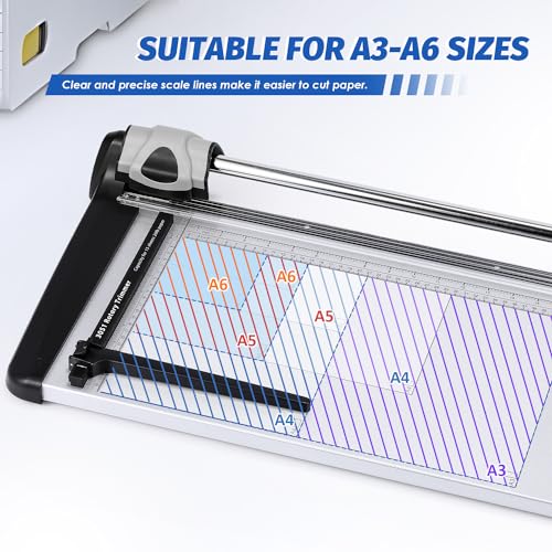 Image of Rotary Paper Trimmer, 15 Sheets Heavy Duty Paper Trimmer, 480mm(18.90 inch) Cutting Length, Commercial Grade Rotary Paper Cutter for Home /Office /School, Black & Silver