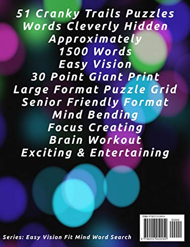 Word Search Book For Seniors: Pro Vision Friendly, 51 Cranky Trails Puzzles, 30 Pt. Extra Large Prin