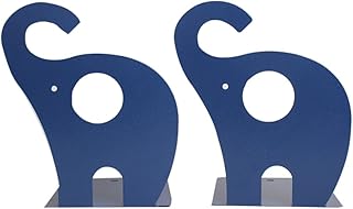 Sujetalibros de metal antideslizante con forma de elefante, para decoración de regalo para niños., color azul