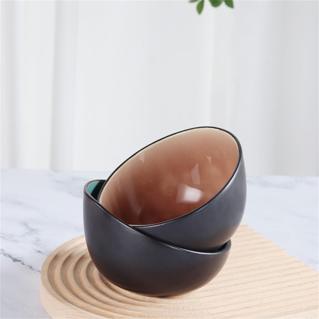 Vintage Ceramic Eating Bowl Ice Crackle Glaze Dessert Slant Mouth Snack Tableware