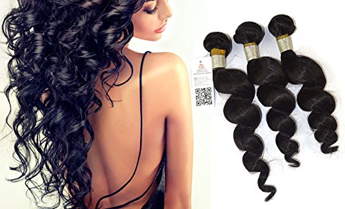 Queen Rose 3 Bundles Human Hair Loose Wave Peruvian Virgin Remyir Weave Weft 3 Bundles 300 Grams Unprocessed Natural Color Extensions 100% Peruvian Human Hair Extensions (18 20 22)