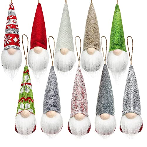 Weihnachts-Zwergen-Dekorationen, 10 Stück, niedliche handgefertigte Zwerge, hängende Ornamente, schwedische Plüsch-Zwerge, Weihnachtsmann, Elfe, Urlaub, Zwerg, Kobold, Dekoration, Geschenk Cover