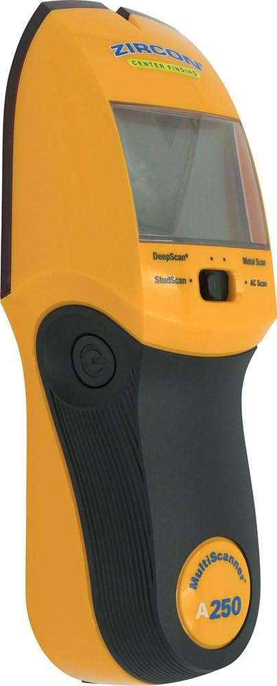 Zircon Stud Finder Pro/DIY 4 in 1 MultiScanner A250 Wall Scanner; Stud/DeepScan Modes Detect Edges/Center of Wood/Metal to 1 ½” Metal Mode Lath & Plaster AC Mode Detects Live, Unshielded AC US Model