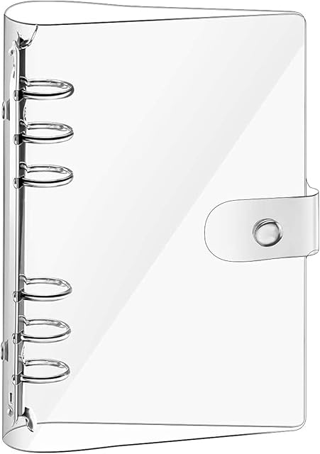 Retec Ring Binder Cover Clear Soft PVC 6 Hole Ring Binder,Waterproof Loose Leaf Notebook Folder with Transparent Ruler, Notebook Cover Case Refillable for Diary, Office, Home, School (A5)