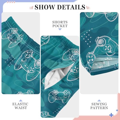 CaTaKu Boys Blue Camouflage Game Pads Pants for Boys Girls Wide Leg Sweatpants Kids Long Bottoms with Pockets Size 6-14Y4