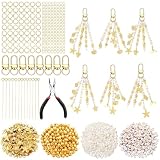 Tkohwdj 776 Stk Bastelset für Muschel-Schlüsselanhänger DIY (Gold)