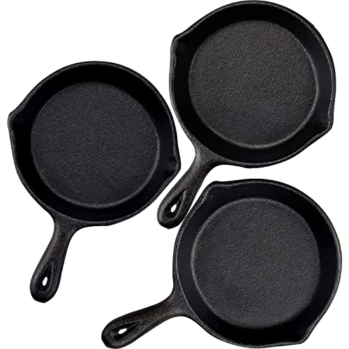 Gothabach 3 Pack 4'' Mini Cast Iron Skillet, Pre Seasoned Small Cast Iron Skillet For Baked Cookie, Brownie, Egg Cakes #TOP6