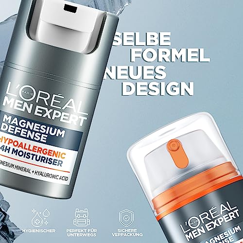 L'Oréal Men Expert Sensitiv Gesichtspflege für Männer, Beruhigende Feuchtigkeitscreme für empfindliche Haut, Gesichtscreme für Herren mit Magnesium und Hyaluronsäure, Magnesium Defense, 1 x 50 ml 3