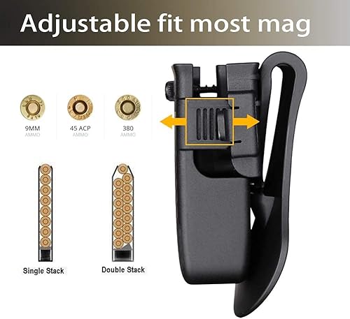 Miniatura 3 de Funda doble para revista, bolsa universal para revistas, 0.354 in/40/45 para Glock/Sig sauer/S & W/Beretta/Taurus/H&K de una sola pila/doble