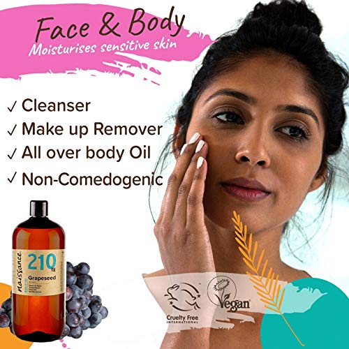 Naissance Grapeseed Oil 32 Fl Oz Pure & Natural, Vegan, Hexane Free, Non Gmo - Ideal For Aromatherapy And As A Massage Base Oil - Natural Moisturizer And Conditioner For Hair & Skin #TOP5