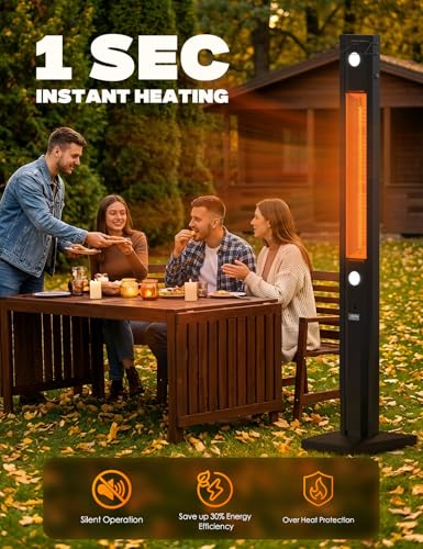 onlyfire FlexRay Heater - 80" Electric Infrared Patio Heater for Indoor & Outdoor Use, Freestanding Heater with Magnetic Remote & Cover, 3 Heat Modes + Light Mode,1500W, Overheat & Tip-Over Protection - Image 4