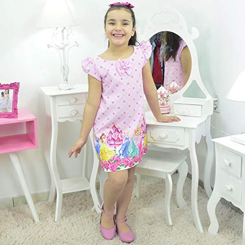 Vestido Princesas da Disney - Tubinho trapézio Rosa