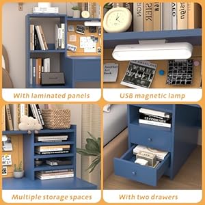 Kids Study Desk with 3-Color Lights,Blue Kids Desk and Chair Set for 5-12 Year Old, Childrens Computer Desk with 4 Drawers, Kids Study Table with Storage Shelf-3c40 Kids Study Desk with 3 Color LightsBlue Kids Desk and Chair Set for 5 12 Year Old Childrens Computer Desk with 4 Drawers Kids Study Table with Storage Shelf 3c40