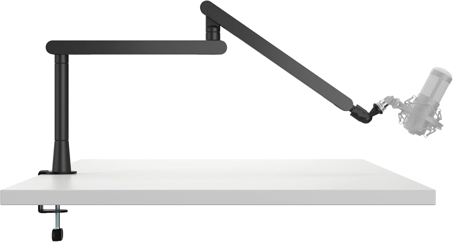 Mount-It! Mic Arm, Microphone Boom Arm, Adjustable Full Motion Mic Desk Mount, for Streaming, Gaming, Podcast, Recording, 3/8″ and 5/8″ Compatible, Low Profile Design, Height up to 27.8″, Black